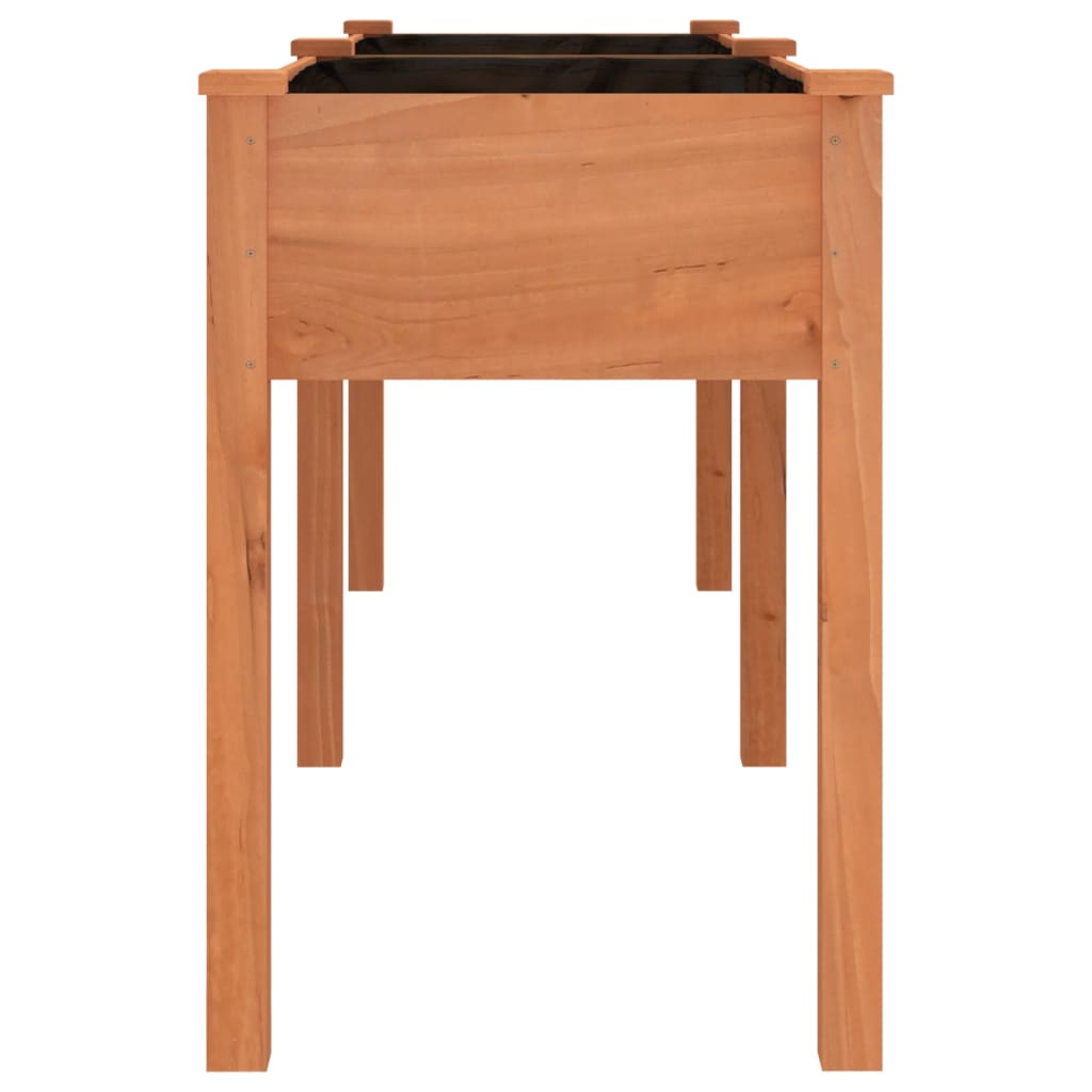 plantekasse med foring 203x53x76 cm massivt fyrretræ brun