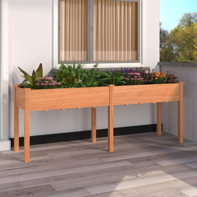 plantekasse med foring 203x53x76 cm massivt fyrretræ brun