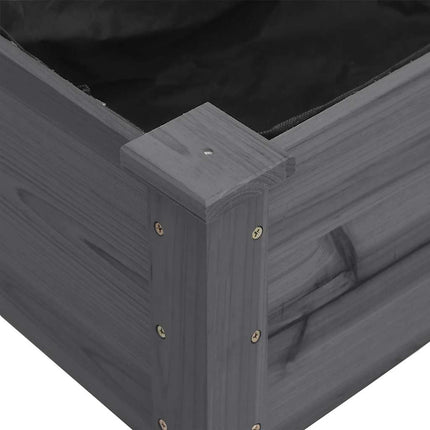 plantekasse med foring 203x53x76 cm massivt fyrretræ grå