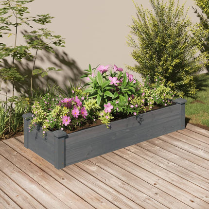 højbed med foring 120x45x25 cm massivt fyrretræ grå