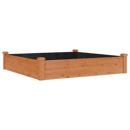 højbed med foring 120x120x25 cm massivt fyrretræ brun