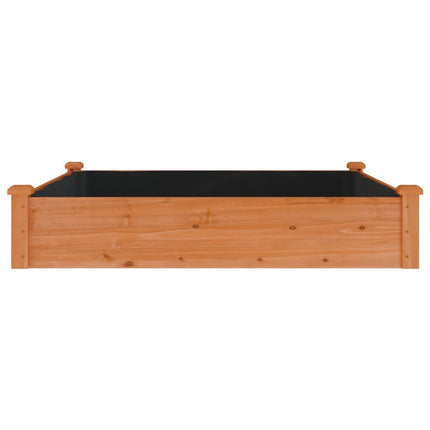 højbed med foring 120x120x25 cm massivt fyrretræ brun