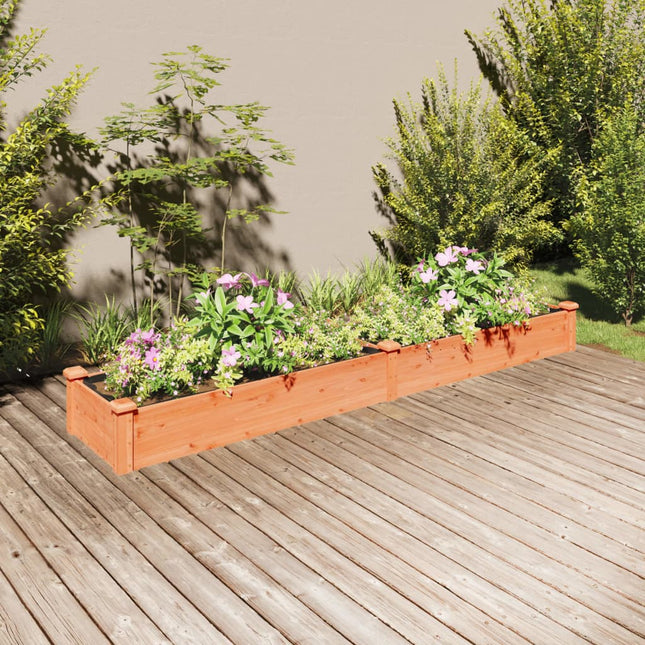 plantekasse med foring 240x45x25 cm massivt fyrretræ brun