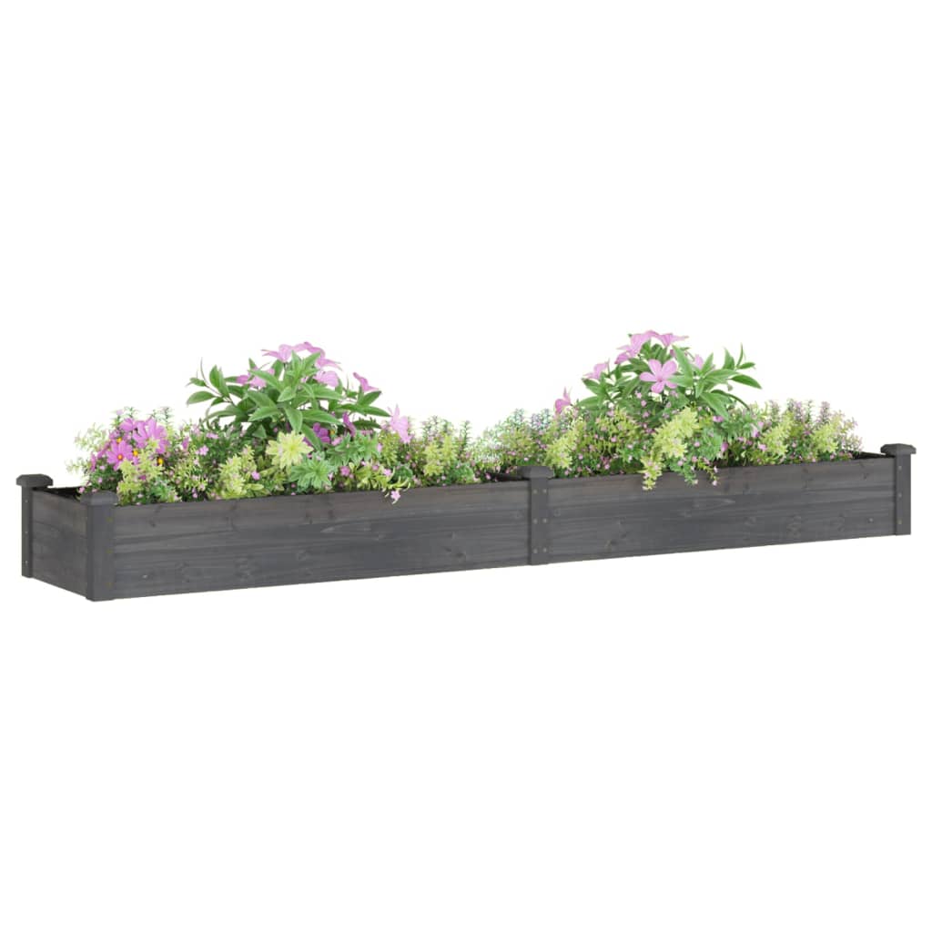 plantekasse med foring 240x45x25 cm massivt fyrretræ grå