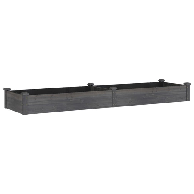 plantekasse med foring 240x60x25 cm massivt fyrretræ grå