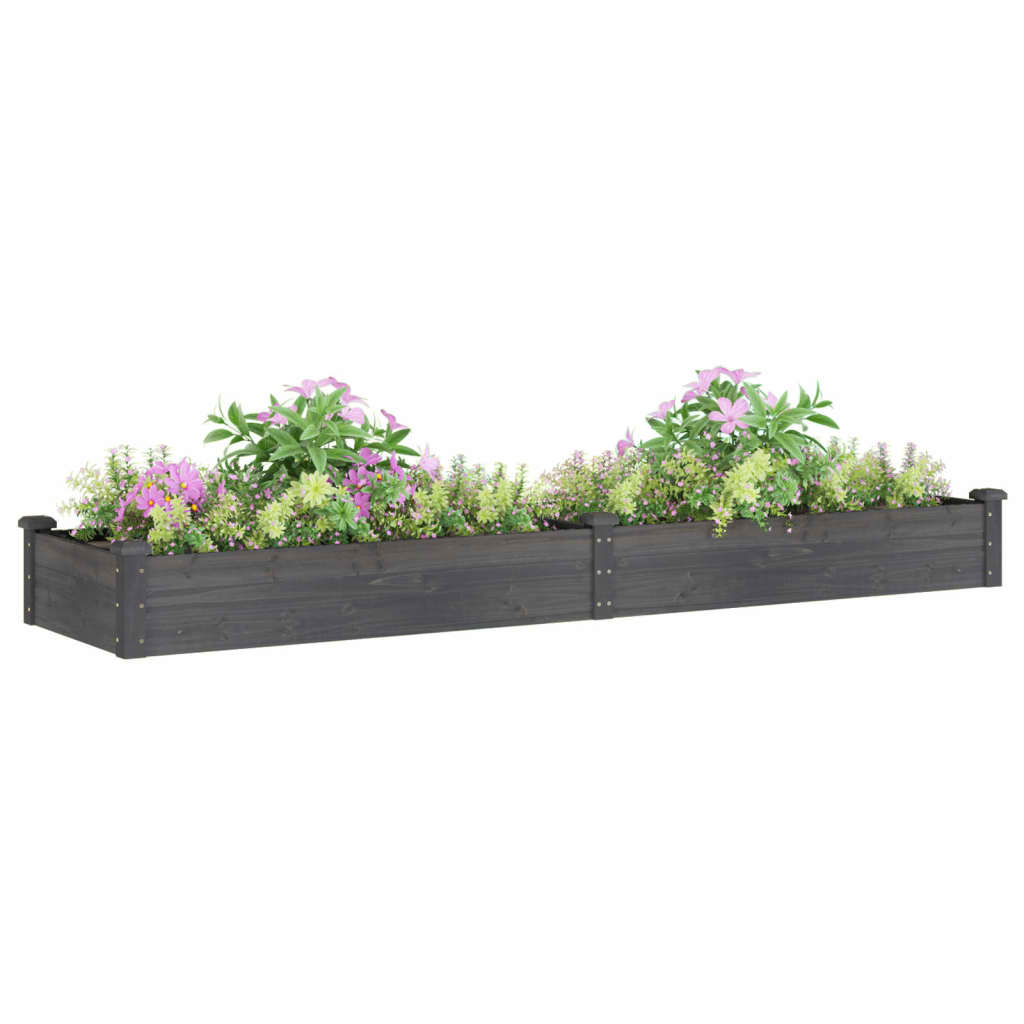 plantekasse med foring 240x60x25 cm massivt fyrretræ grå