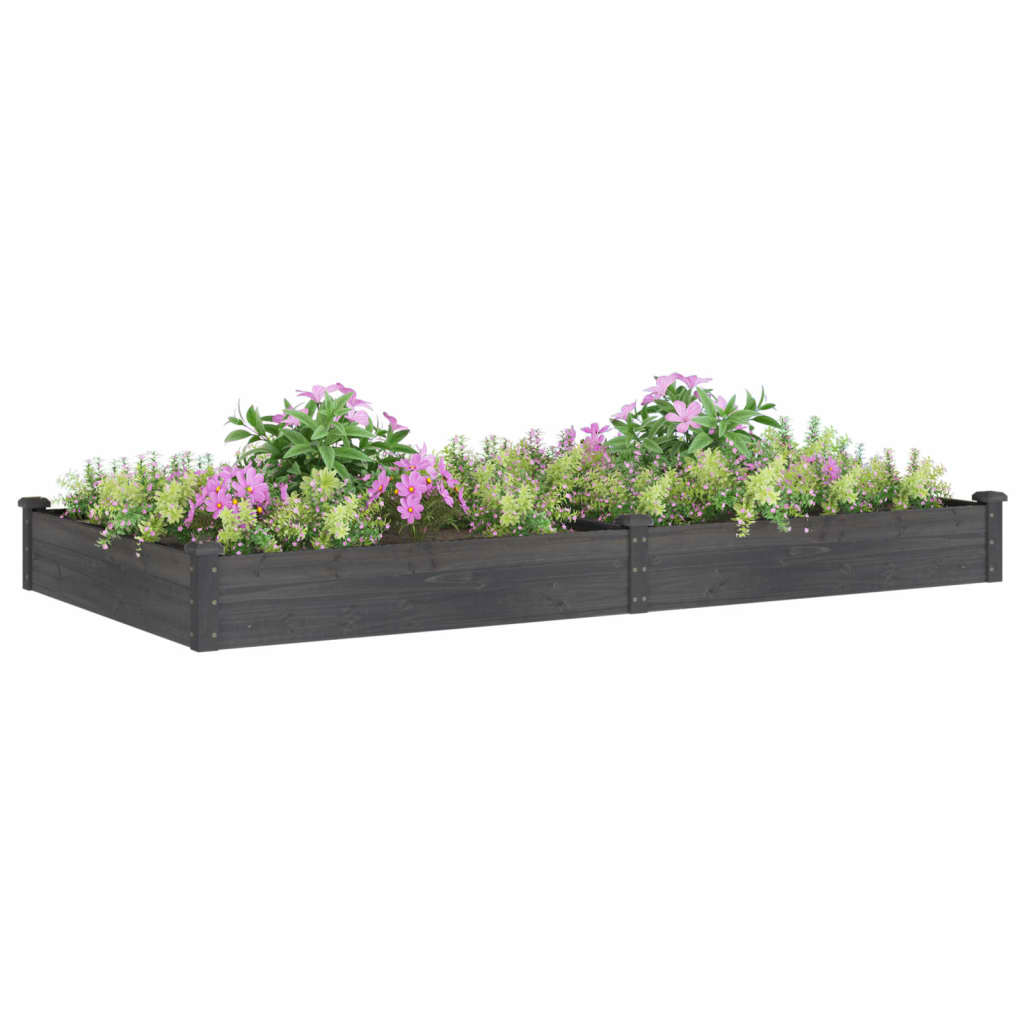 plantekasse med foring 240x120x25 cm massivt fyrretræ grå