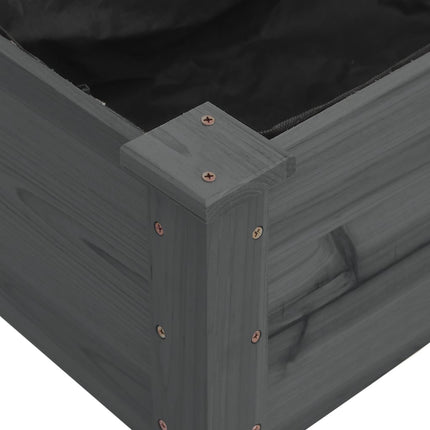 plantekasse med foring 240x120x25 cm massivt fyrretræ grå
