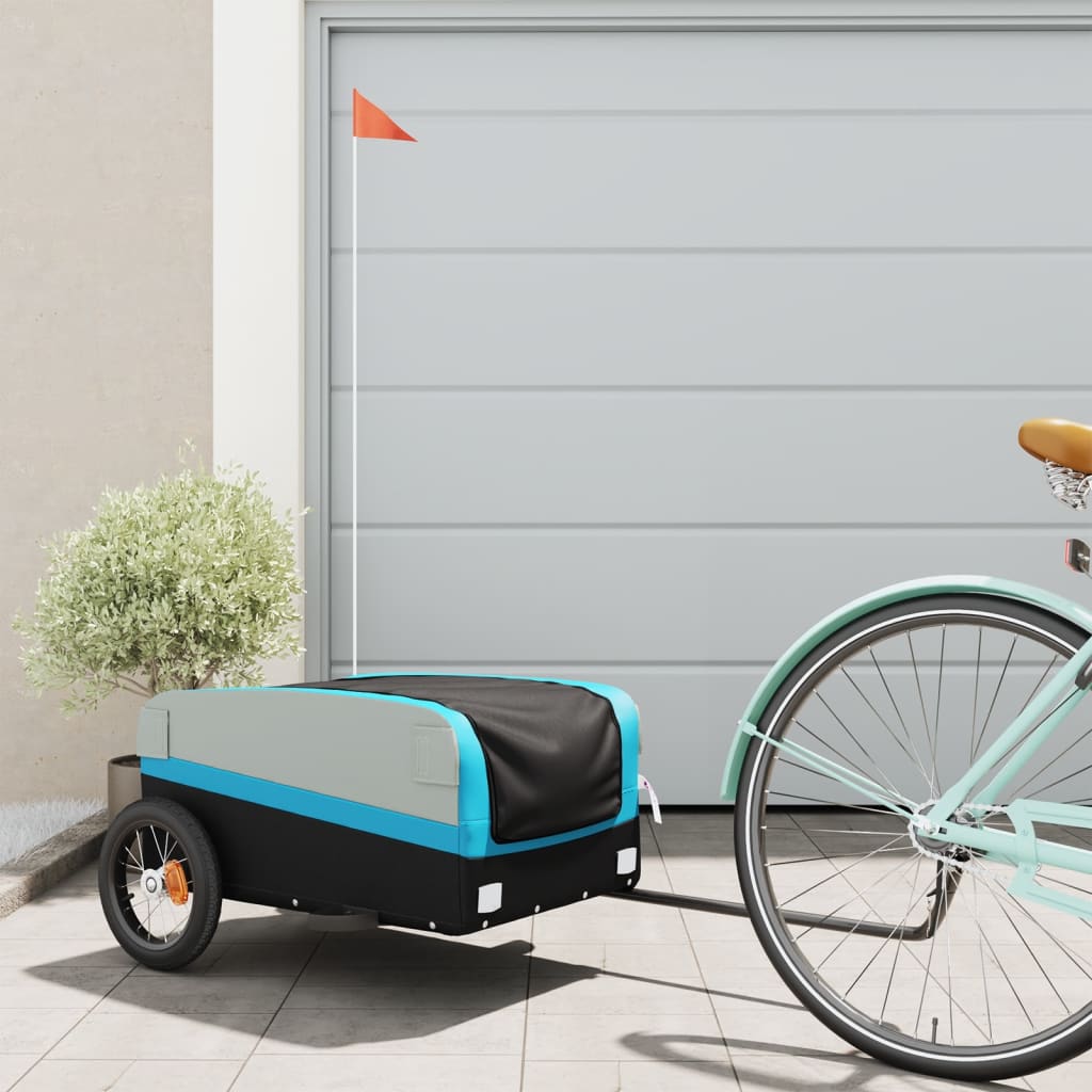 Cykelanhænger til last - 30 kg, jern, sort/blå