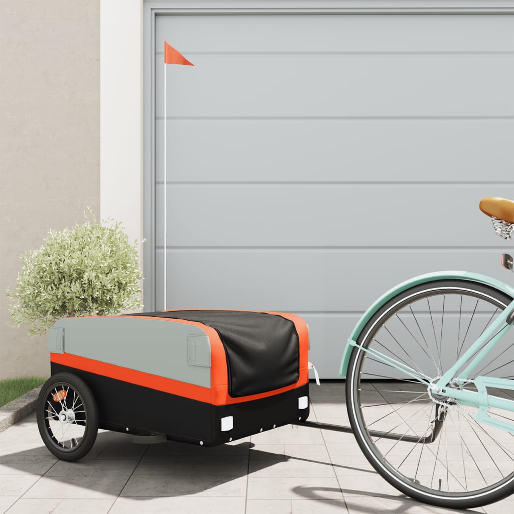 Cykelanhænger 45 kg - jern, sort/orange