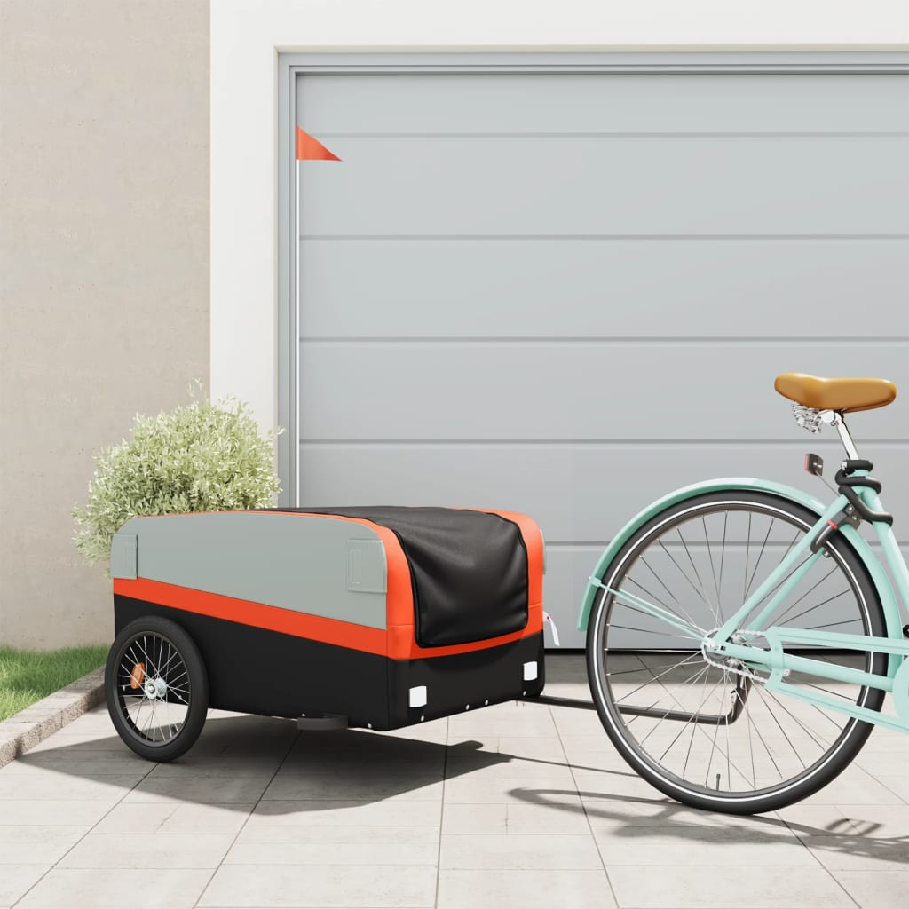 Cykelanhænger 45 kg - jern, sort/orange