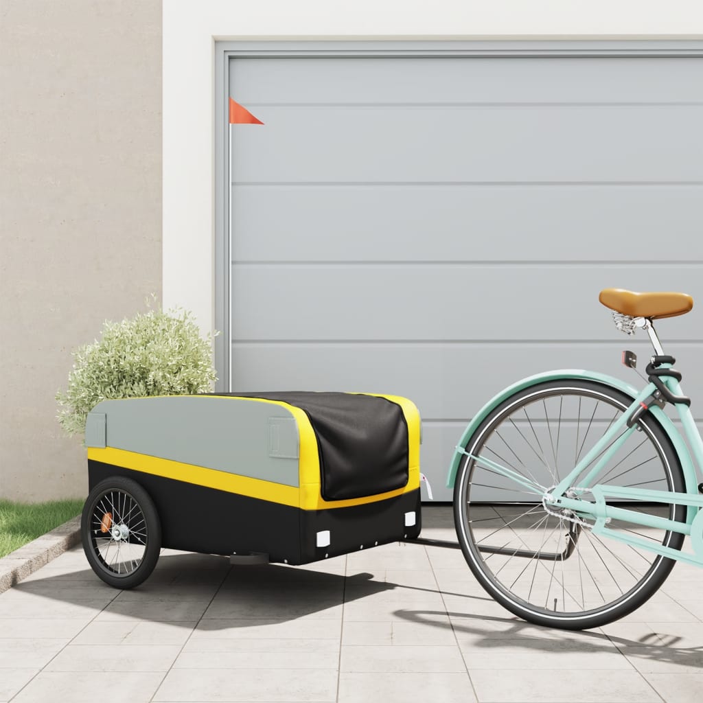 Cykelanhænger 45 kg i jern - sort/gul