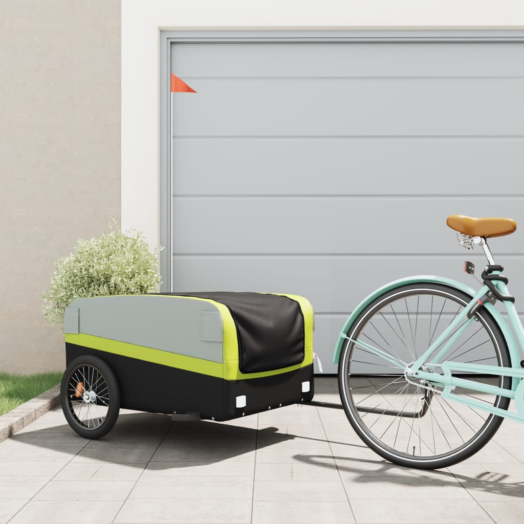 Cykelanhænger 45 kg - jern, sort/grøn