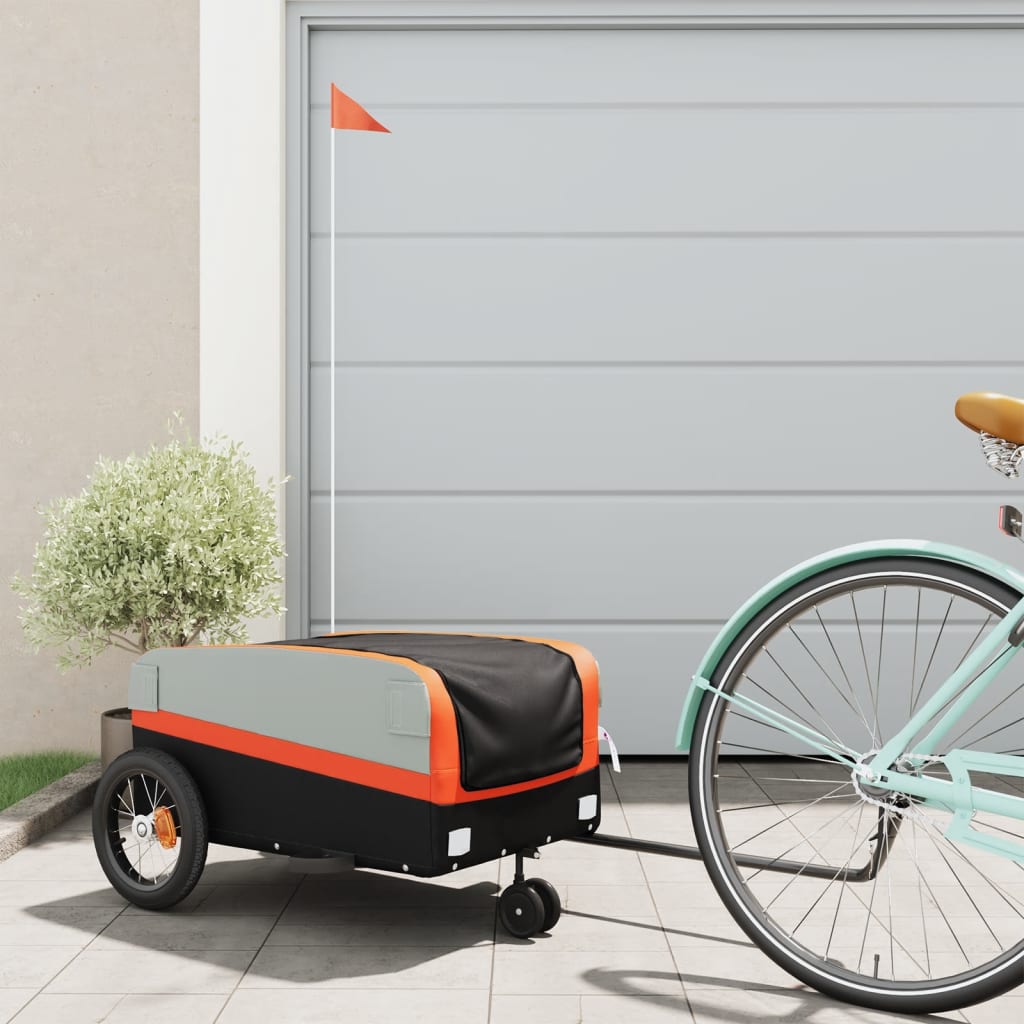 Cykelanhænger 30 kg - jern, sort/orange