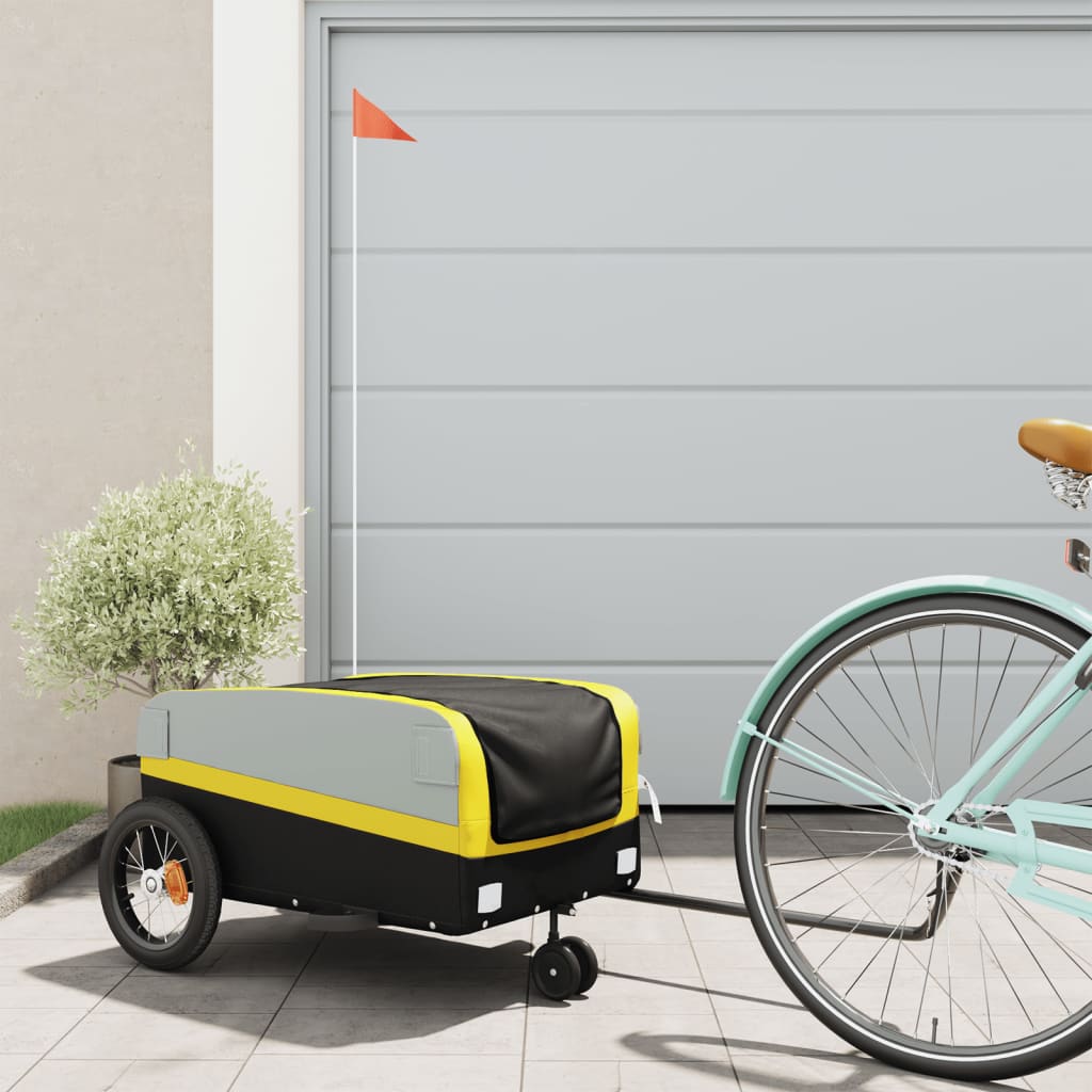 Cykelanhænger 30 kg - jern, sort/gul