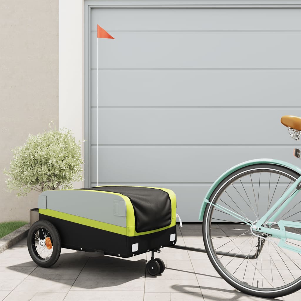 Cykelanhænger 30 kg - jern, sort/grøn