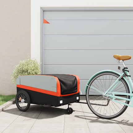 cykelanhænger 45 kg jern sort og orange