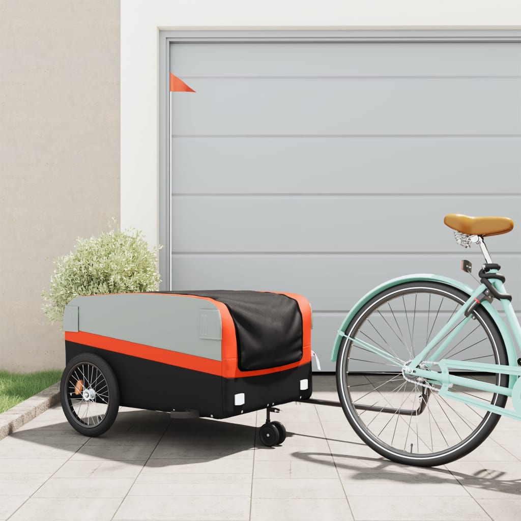 Cykelanhænger 45 kg i jern - sort/orange