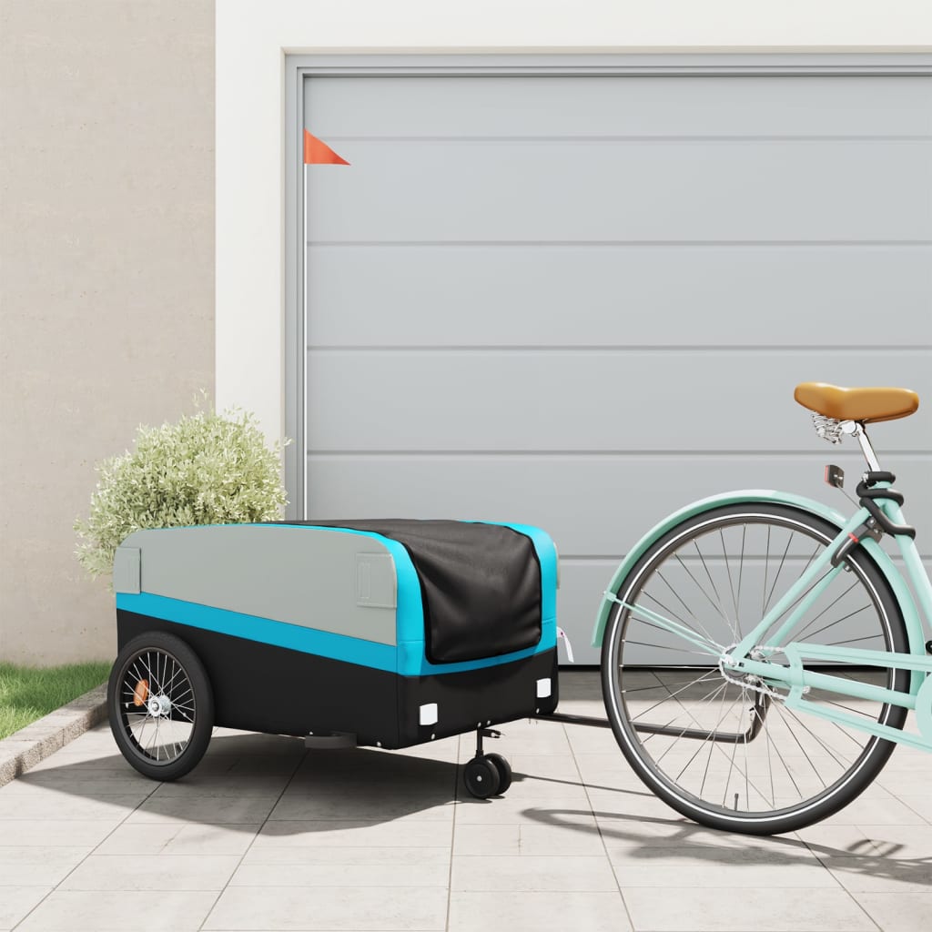 Cykelanhænger 45 kg - jern, sort/blå