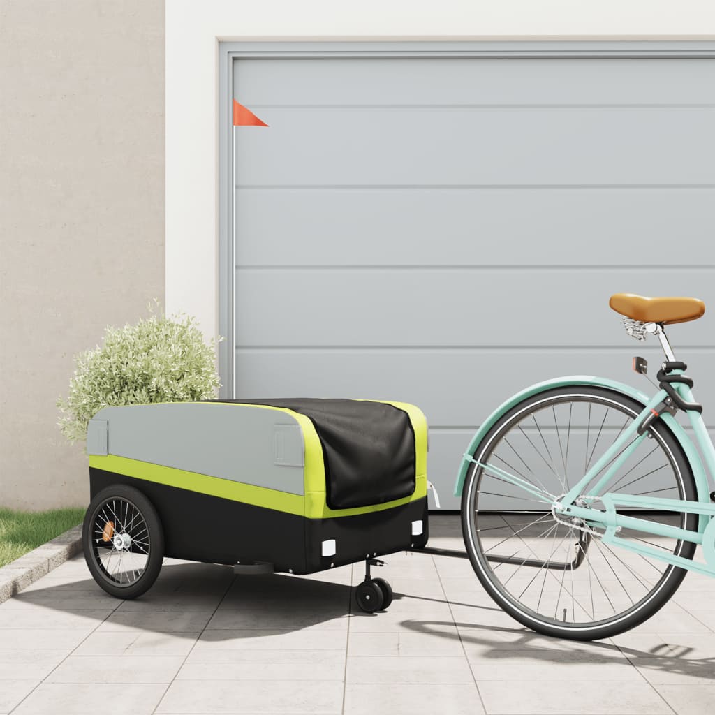 Cykelanhænger 45 kg - jern, sort/grøn