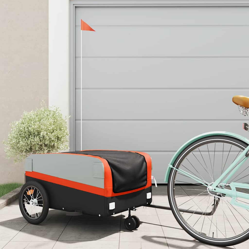 cykelanhænger 45 kg jern sort og orange billede