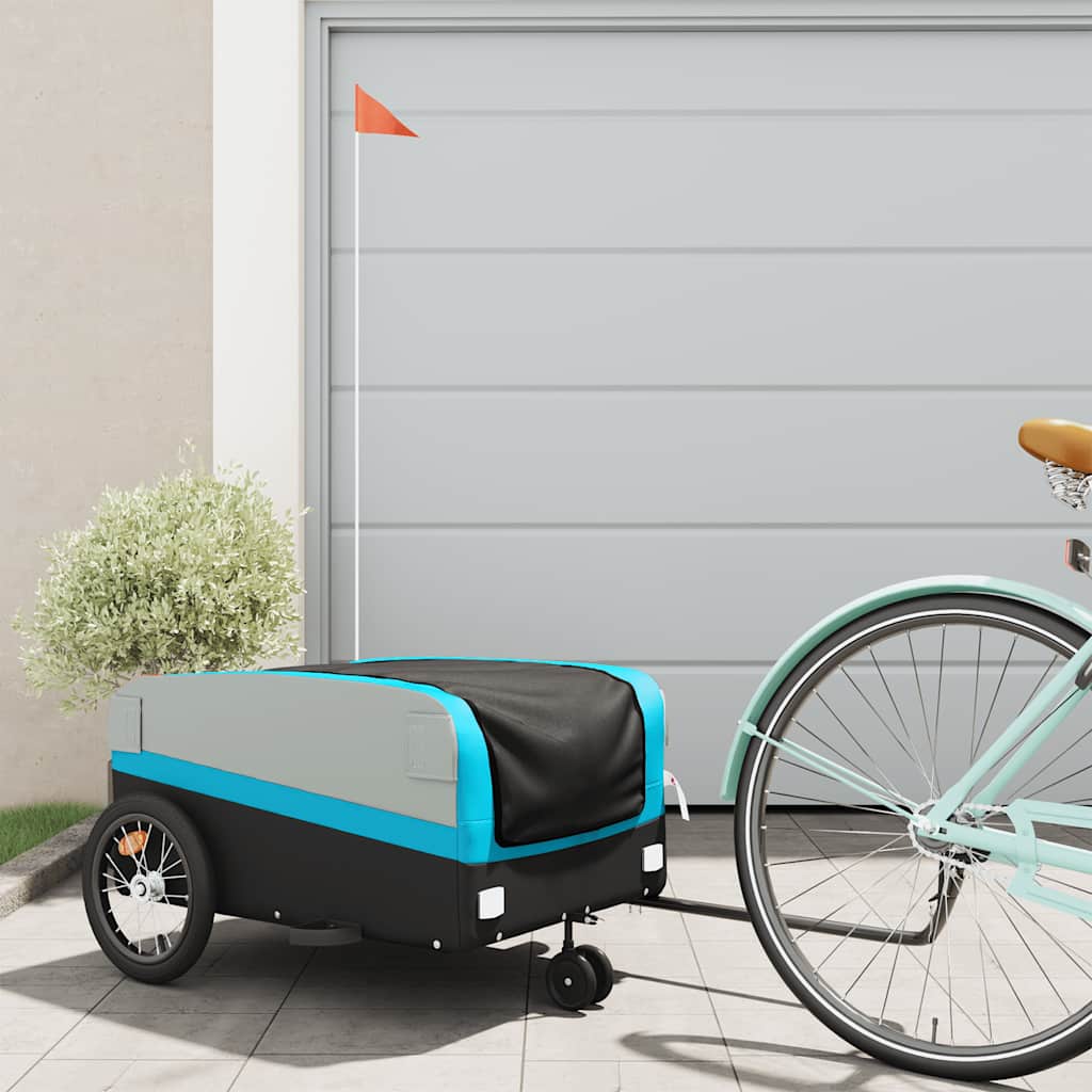 Cykelanhænger 45 kg - jern, sort/blå