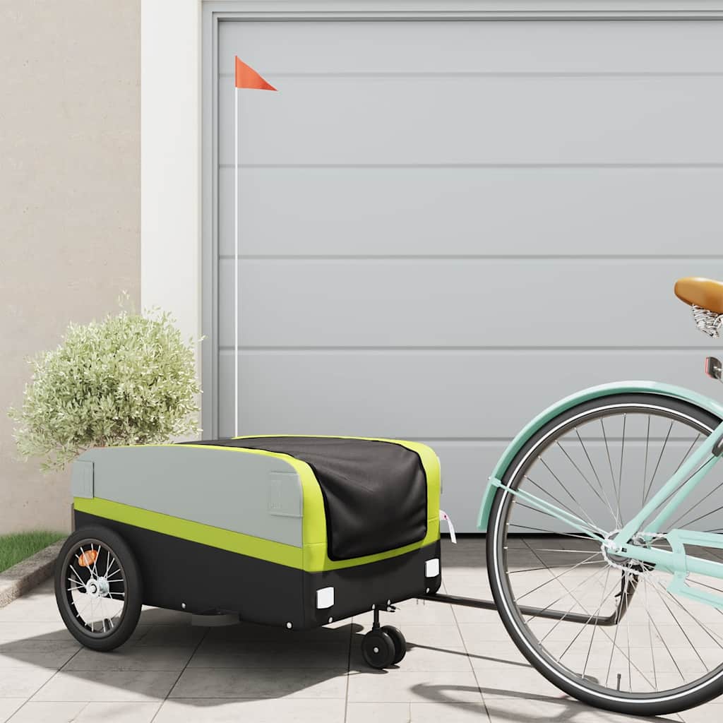 Cykelanhænger 45 kg - jern, sort/grøn