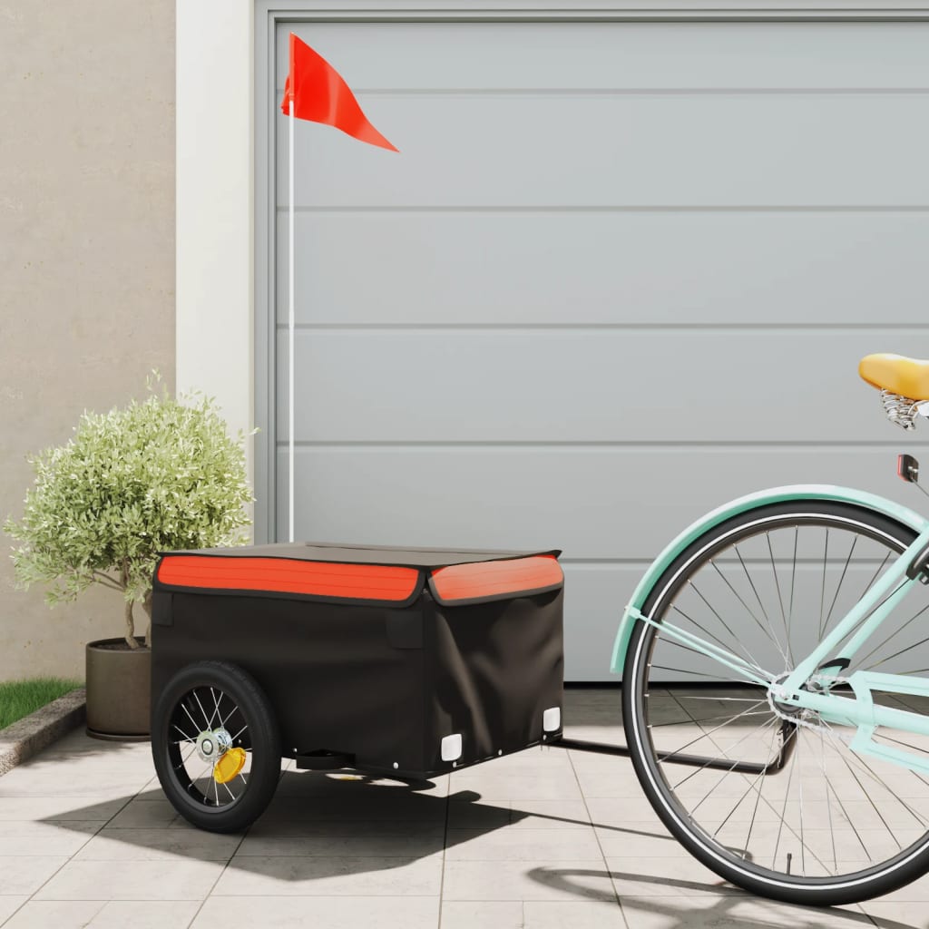 Cykelanhænger 30 kg - jern, sort og orange