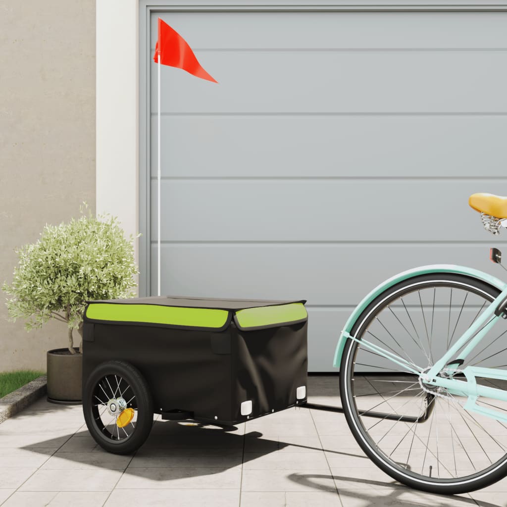Cykelanhænger 30 kg - jern, sort/grøn
