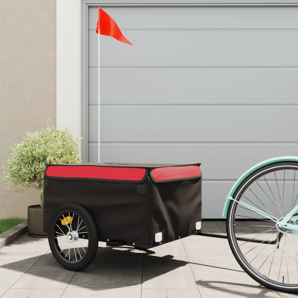 Cykelanhænger 45 kg - jern, sort/rød