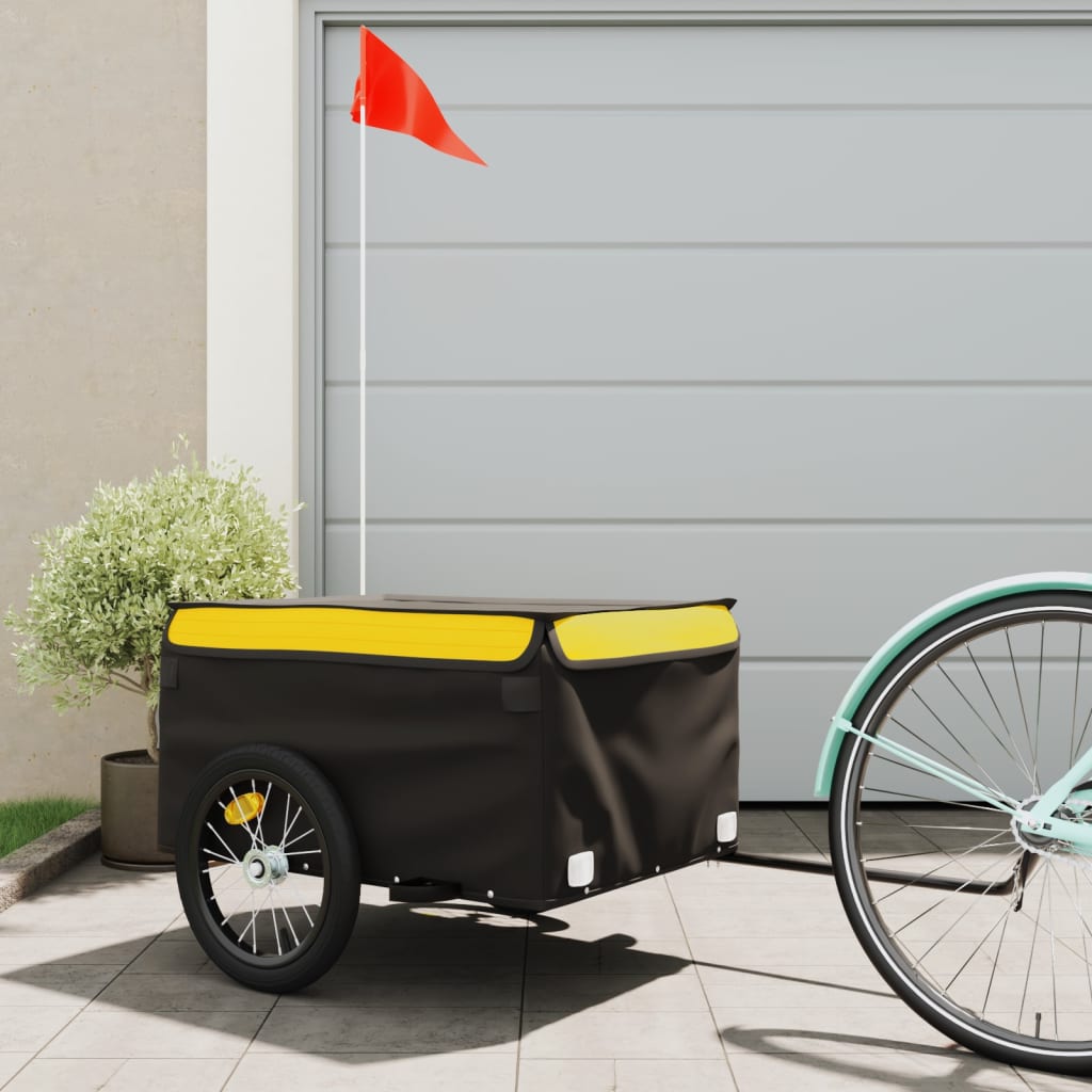 Cykelanhænger 45 kg - jern, sort/gul