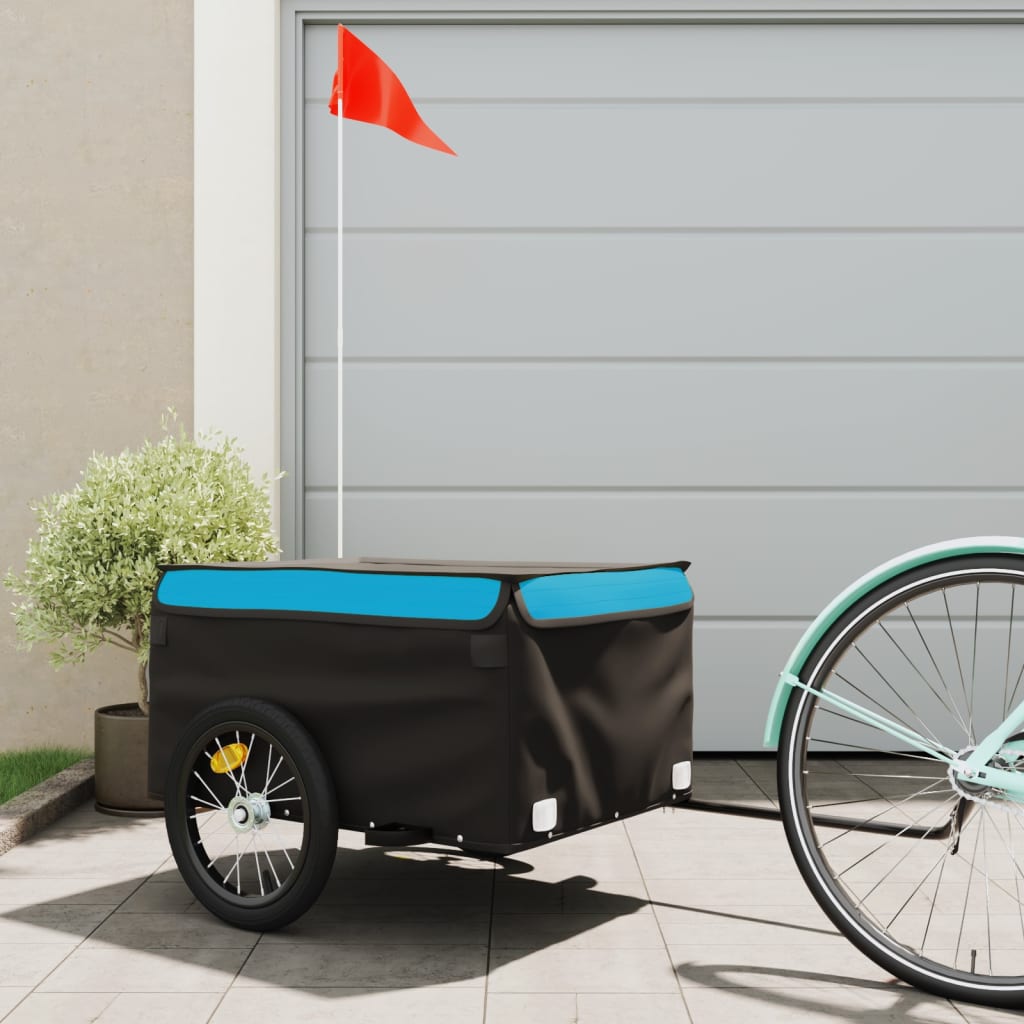 Cykelanhænger 45 kg - jern, sort/blå