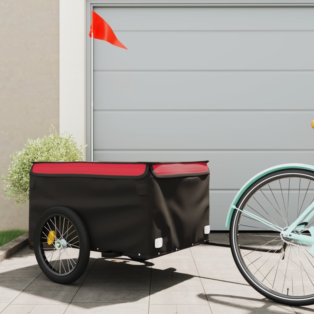 Cykelanhænger 45 kg - jern, sort/rød