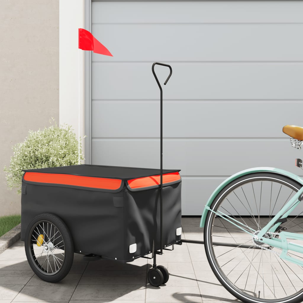 cykelanhænger 30 kg jern sort og orange billede