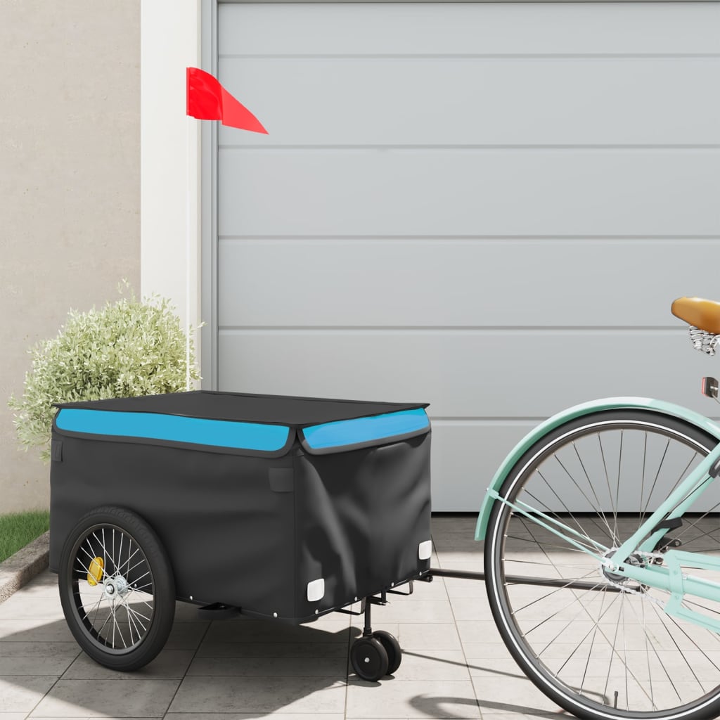 Cykelanhænger 30 kg - jern, sort/blå