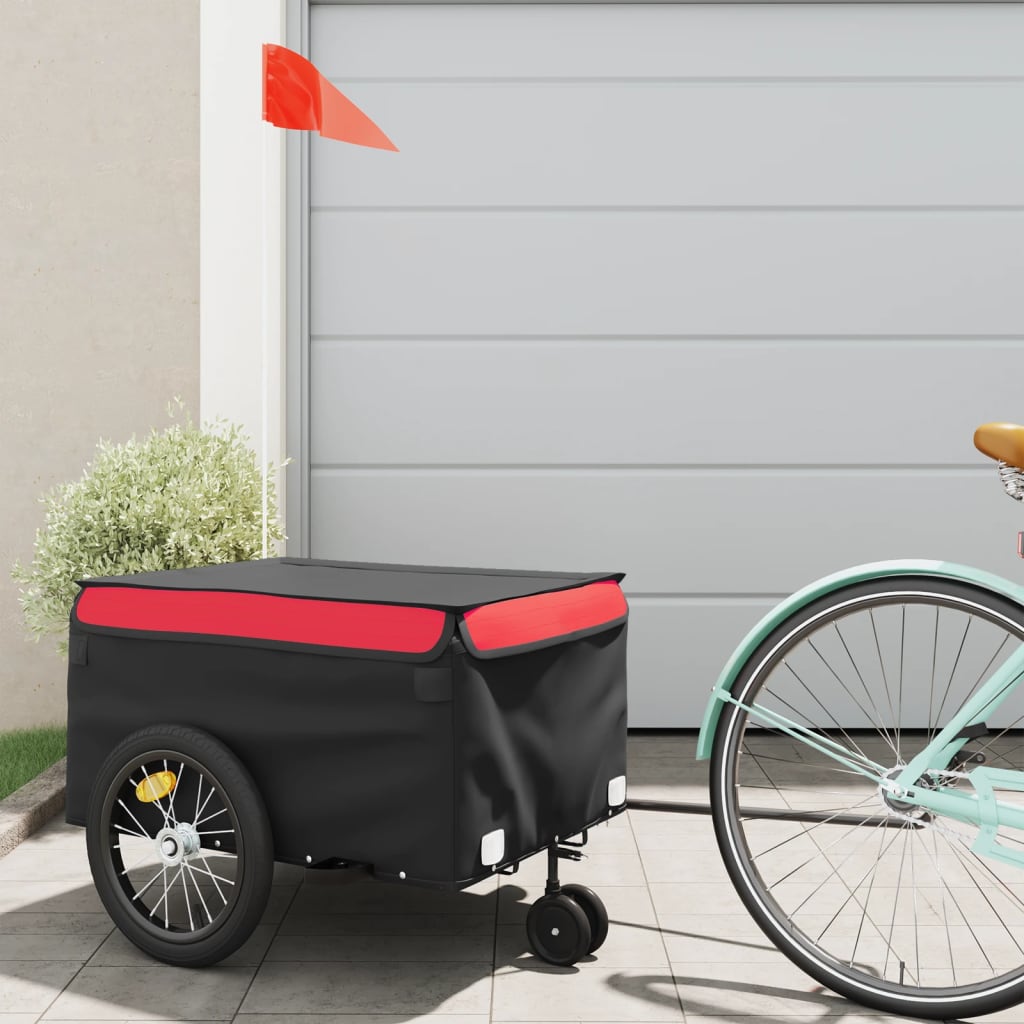 Cykelanhænger 45 kg - jern, sort/rød