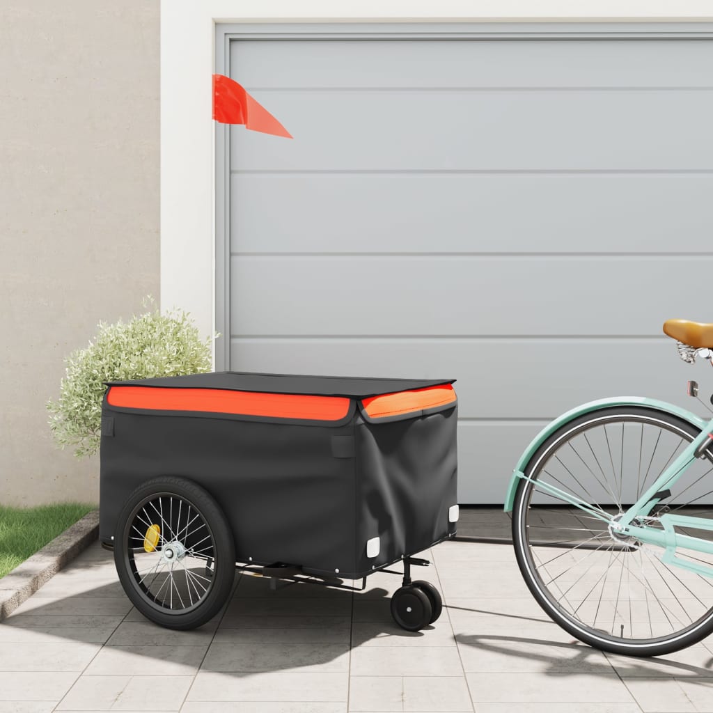 Cykelanhænger 45 kg - jern, sort/orange