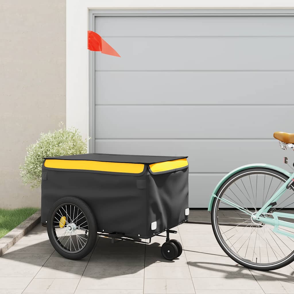 Cykelanhænger 45 kg - jern, sort/gul