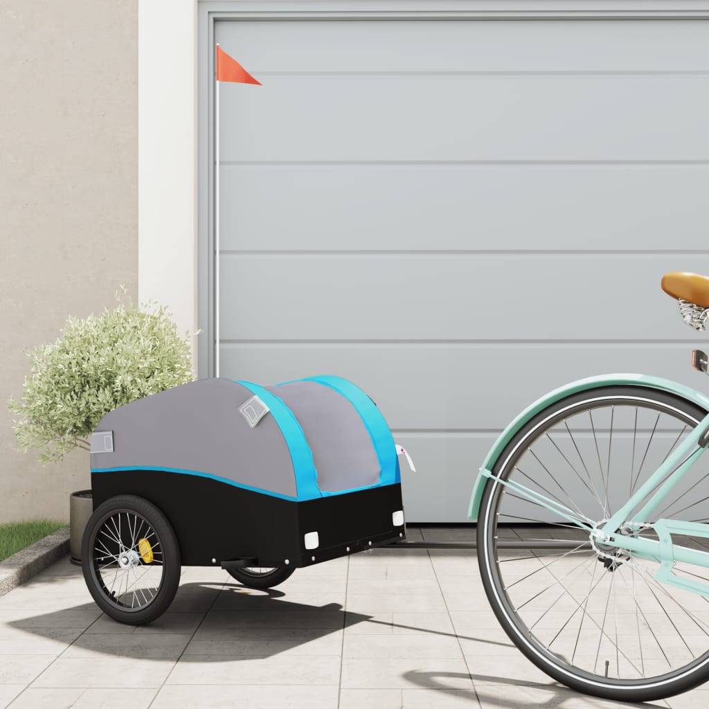 Cykelanhænger til bagage 30 kg - jern, sort/blå