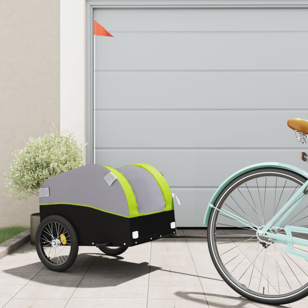 Cykelanhænger 30 kg - jern, sort/grøn