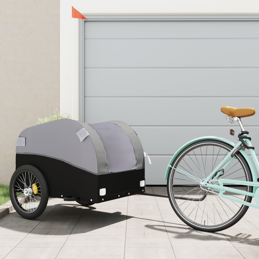 Cykelanhænger 45 kg - jern, sort og grå
