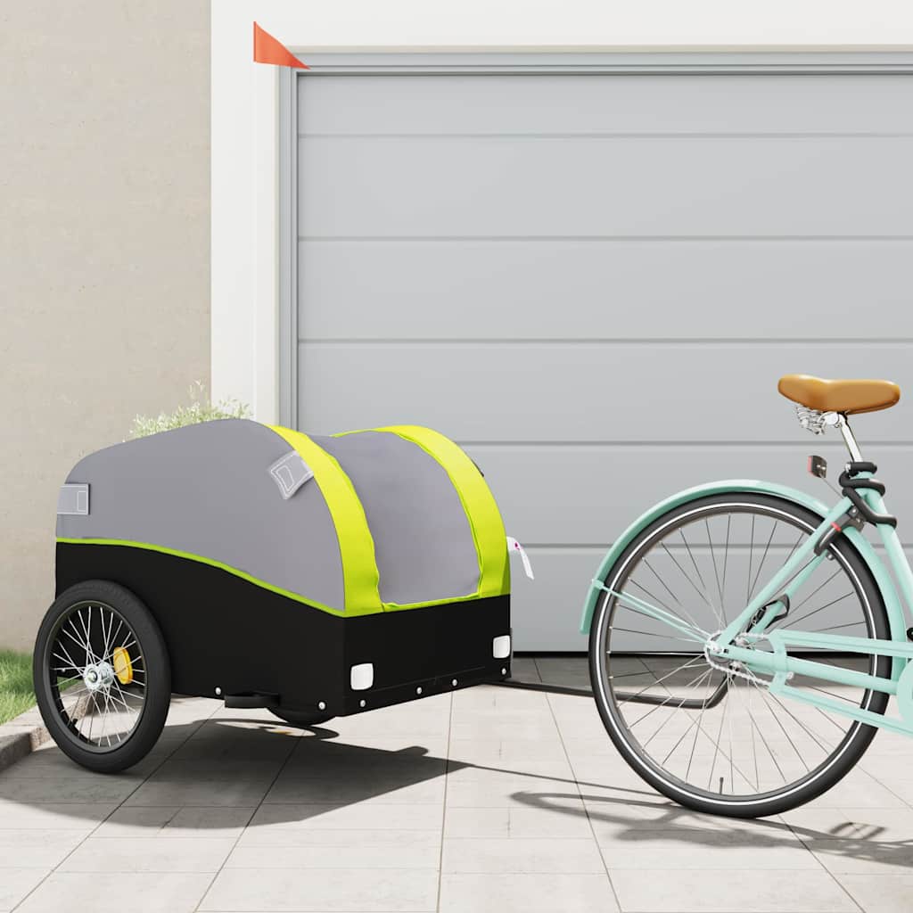 Cykelanhænger 45 kg - jern, sort/grøn