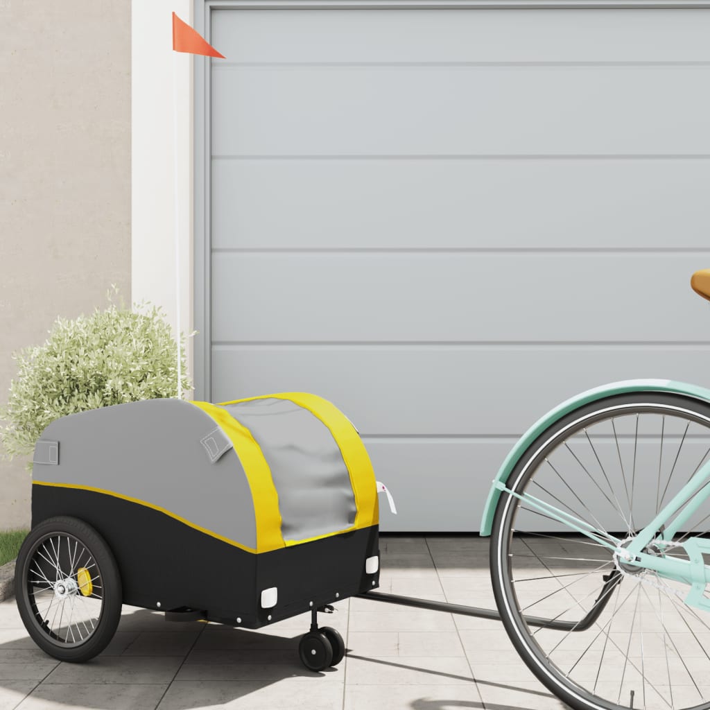 Cykelanhænger 30 kg - jern, sort/gul