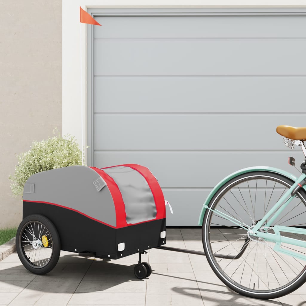 Cykelanhænger 45 kg - jern, sort/rød