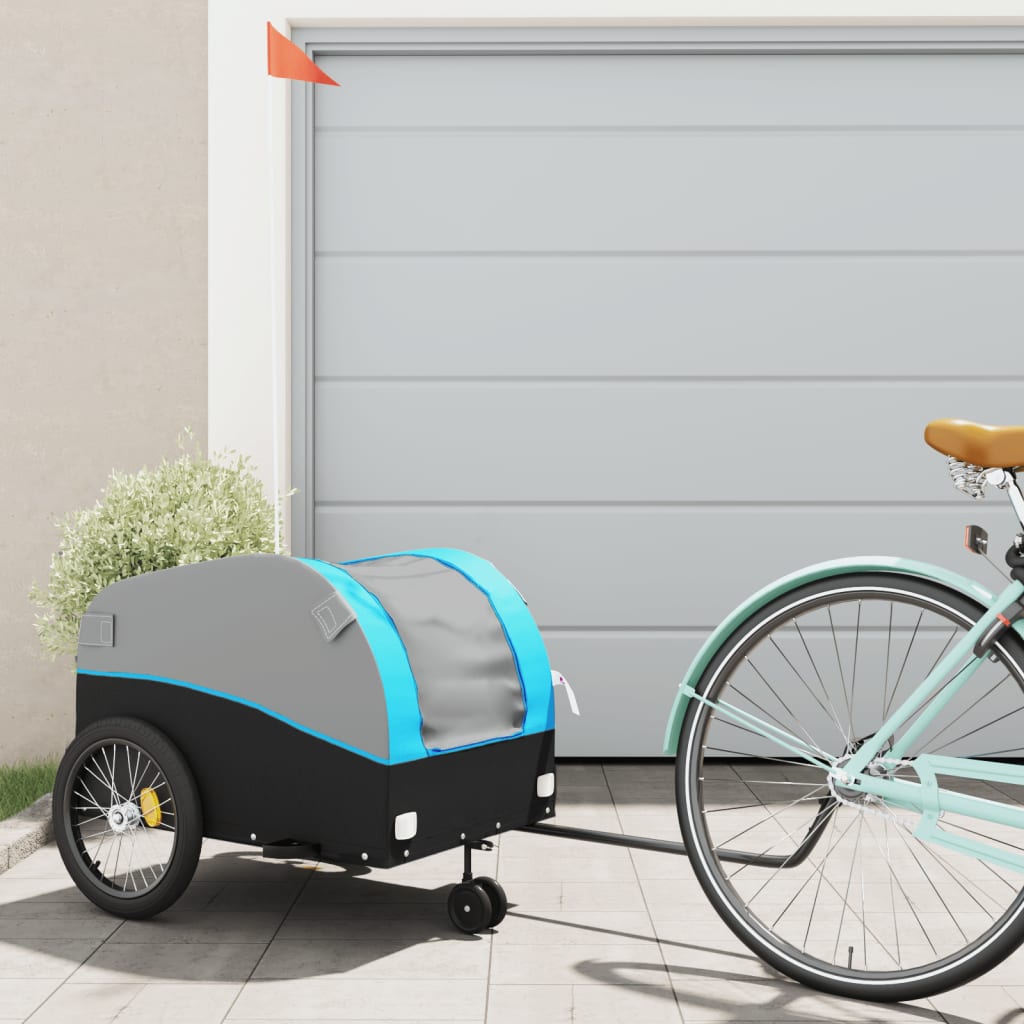 Cykelanhænger 45 kg - jern, sort/blå