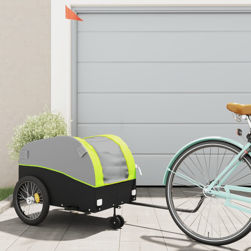 Cykelanhænger 45 kg - jern, sort/grøn