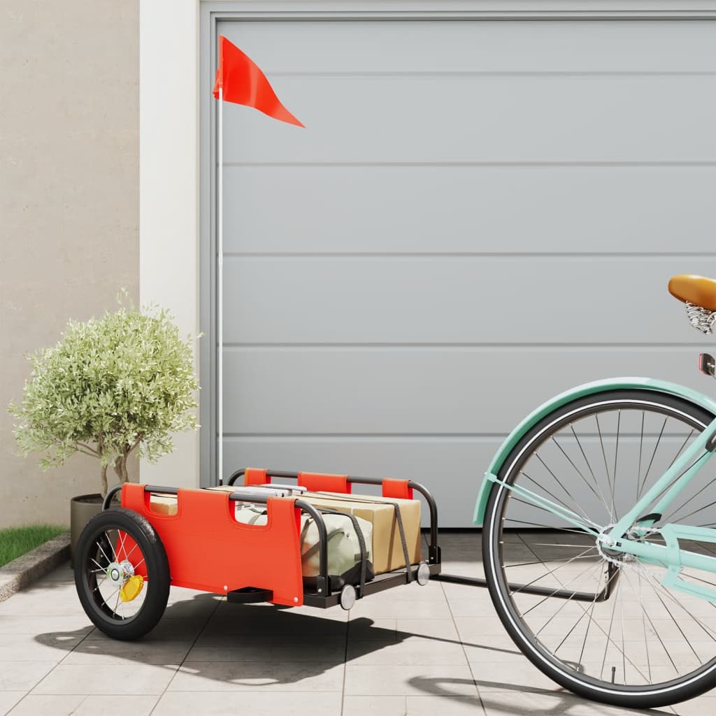 Cykeltrailer i oxfordstof og pulverlakeret jern - orange