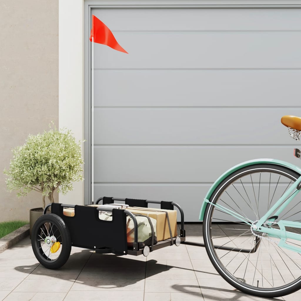 cykeltrailer oxfordstof og jern sort billede