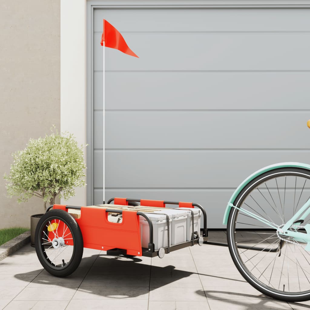 Cykeltrailer til kæledyr i oxfordstof og jern - orange