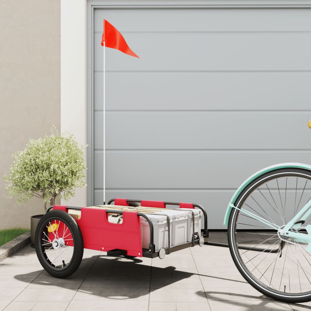 cykeltrailer oxfordstof og jern rød billede
